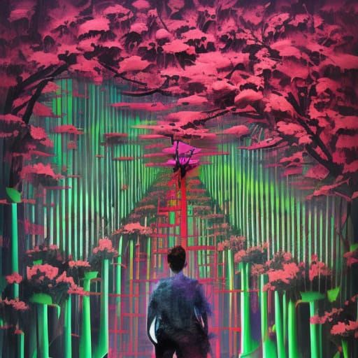 Sinister Silhouettes Guarding a Floral Forest