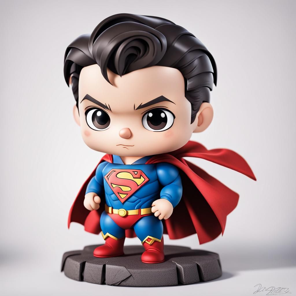 Chibi Superman Cartoon Illustration
