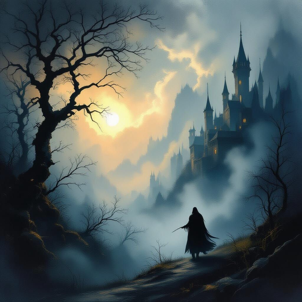 Dark Fantasy Art with Impressionistic Brushstrokes