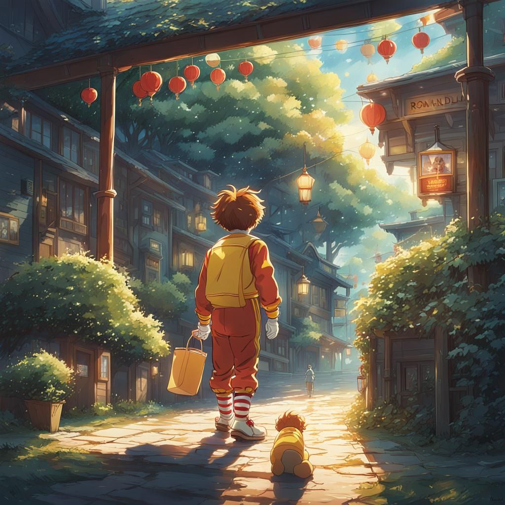 Ronald McDonald in Studio Ghibli Anime Style