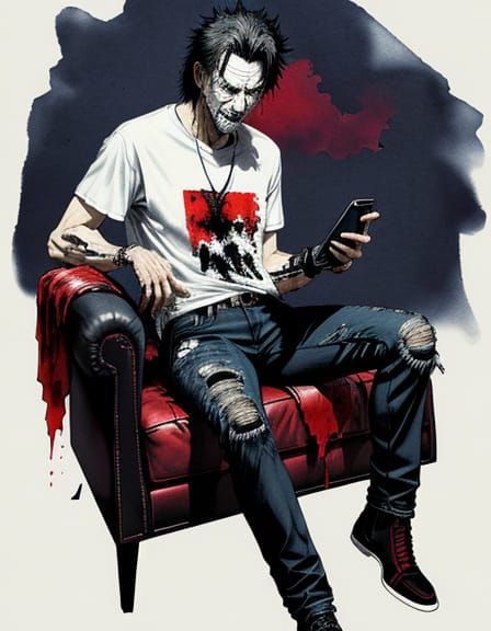 Dark Modern Vampire Relaxing in Casual Attire