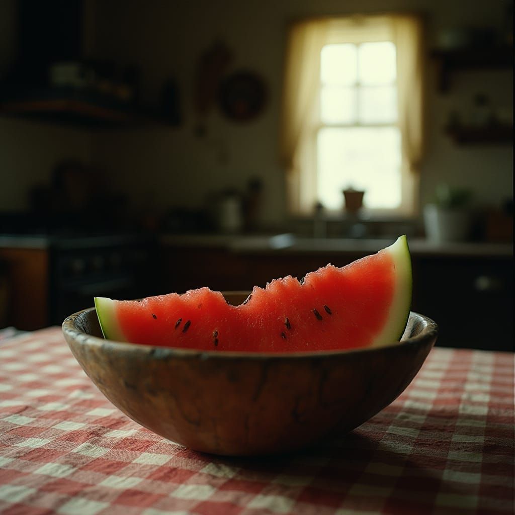 Rustic Watermelon Still Life in Vintage Kitchen