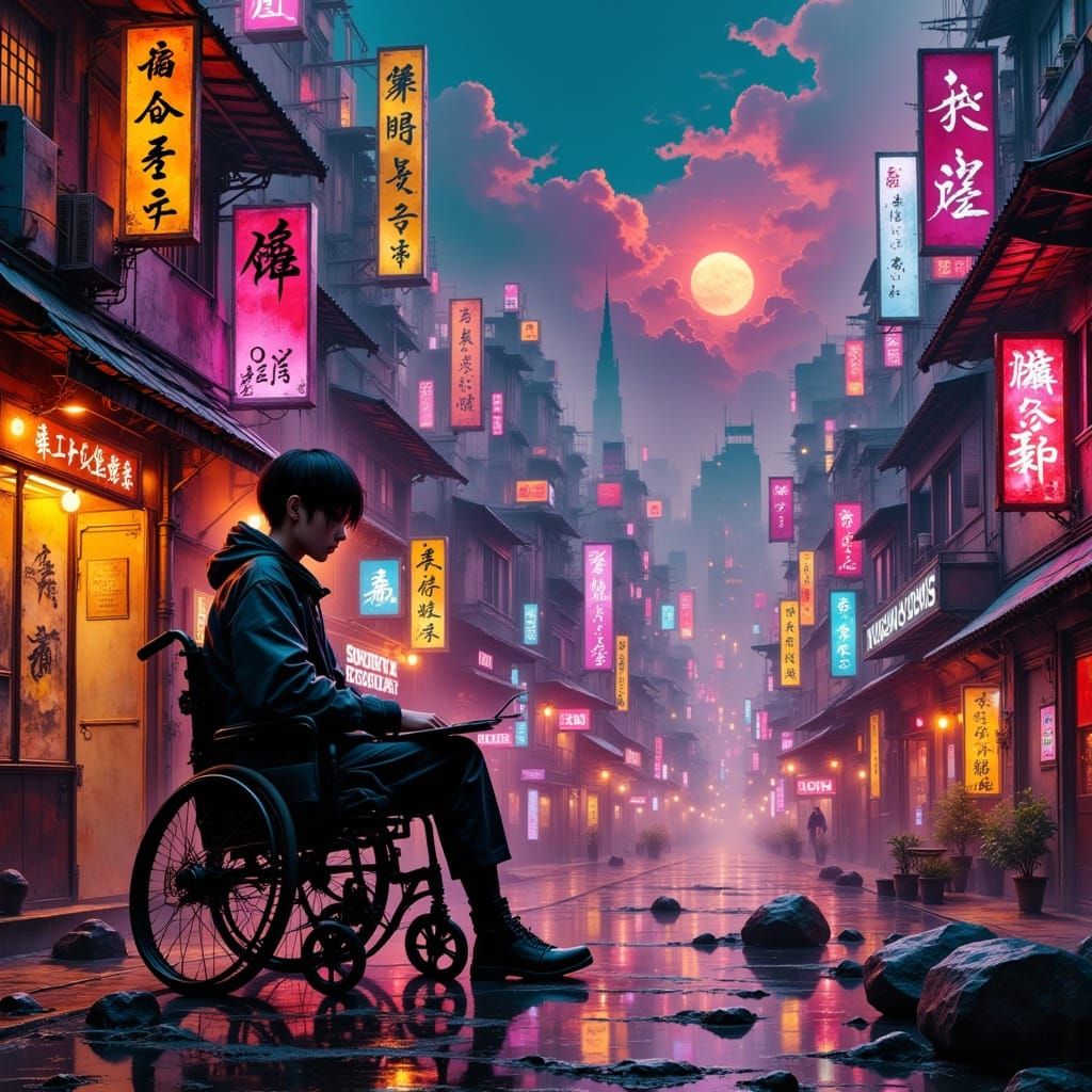 Cyborg Spy in Futuristic Hotel