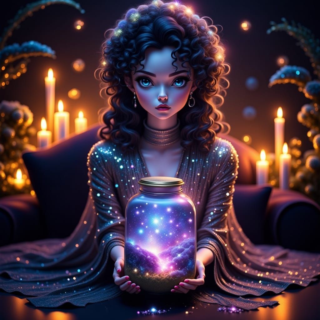 Magical Galaxy Jar in Dreamy Art Style