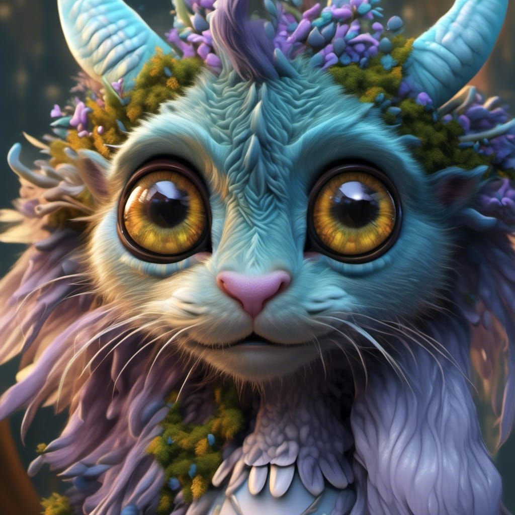 Adorable Anime Dragon with Forest Eyes