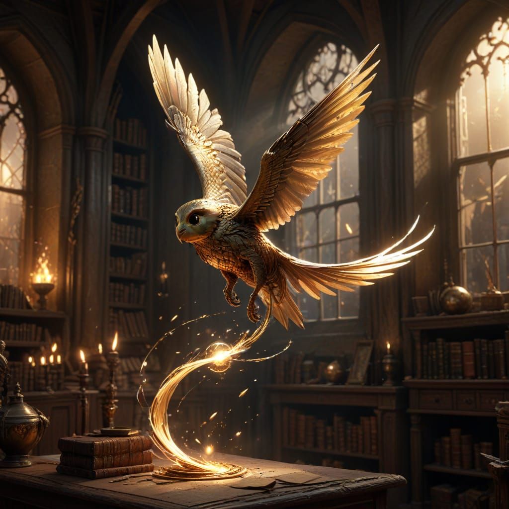 Golden Snitch Concept Art in Magical Harry Potter Style