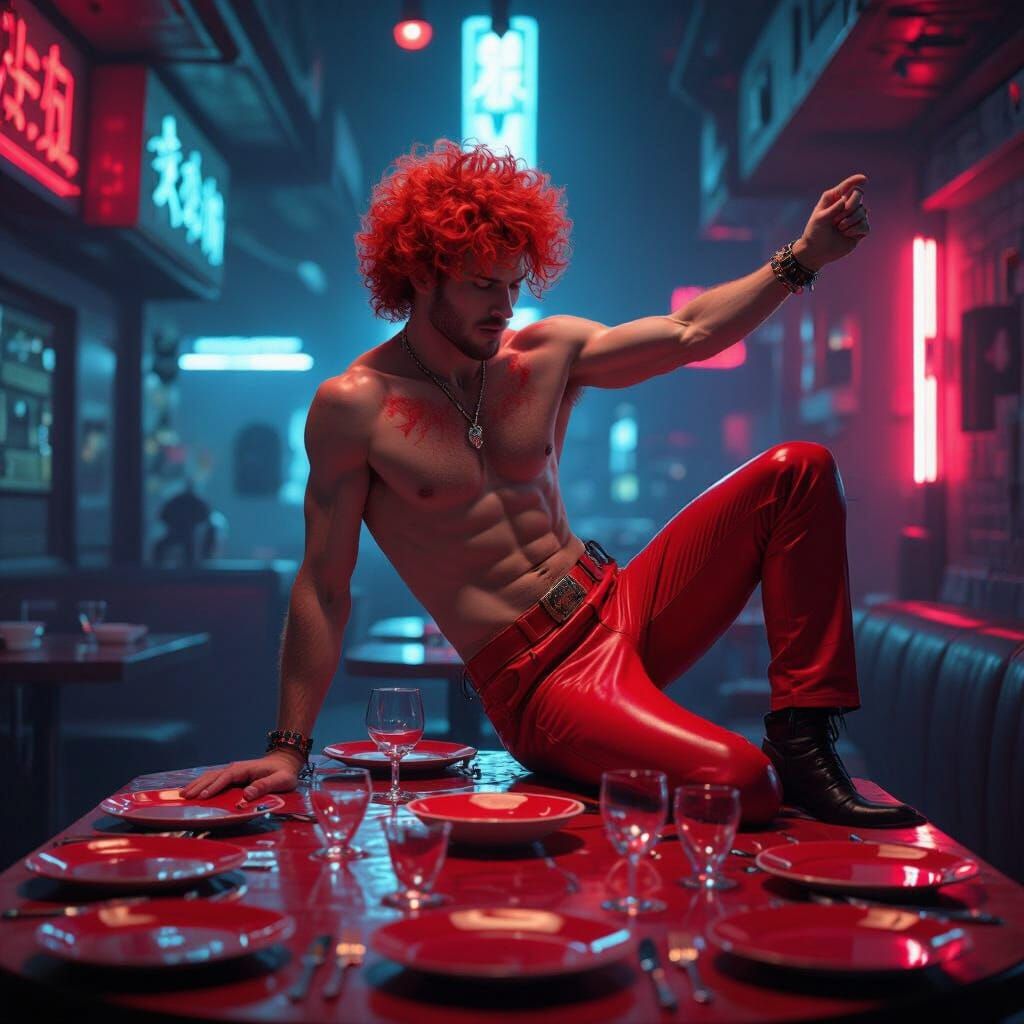 Cyberpunk Dancer in Neon Dystopian Setting