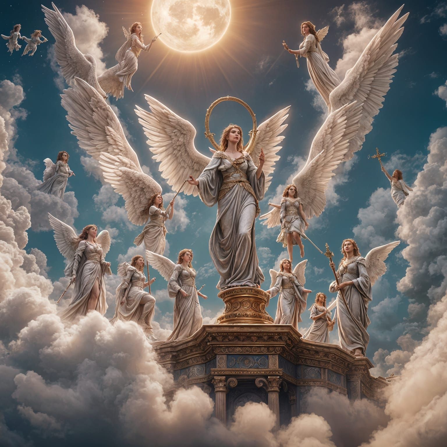 Angelic Choir on Clouds: Fantasy Concept Art