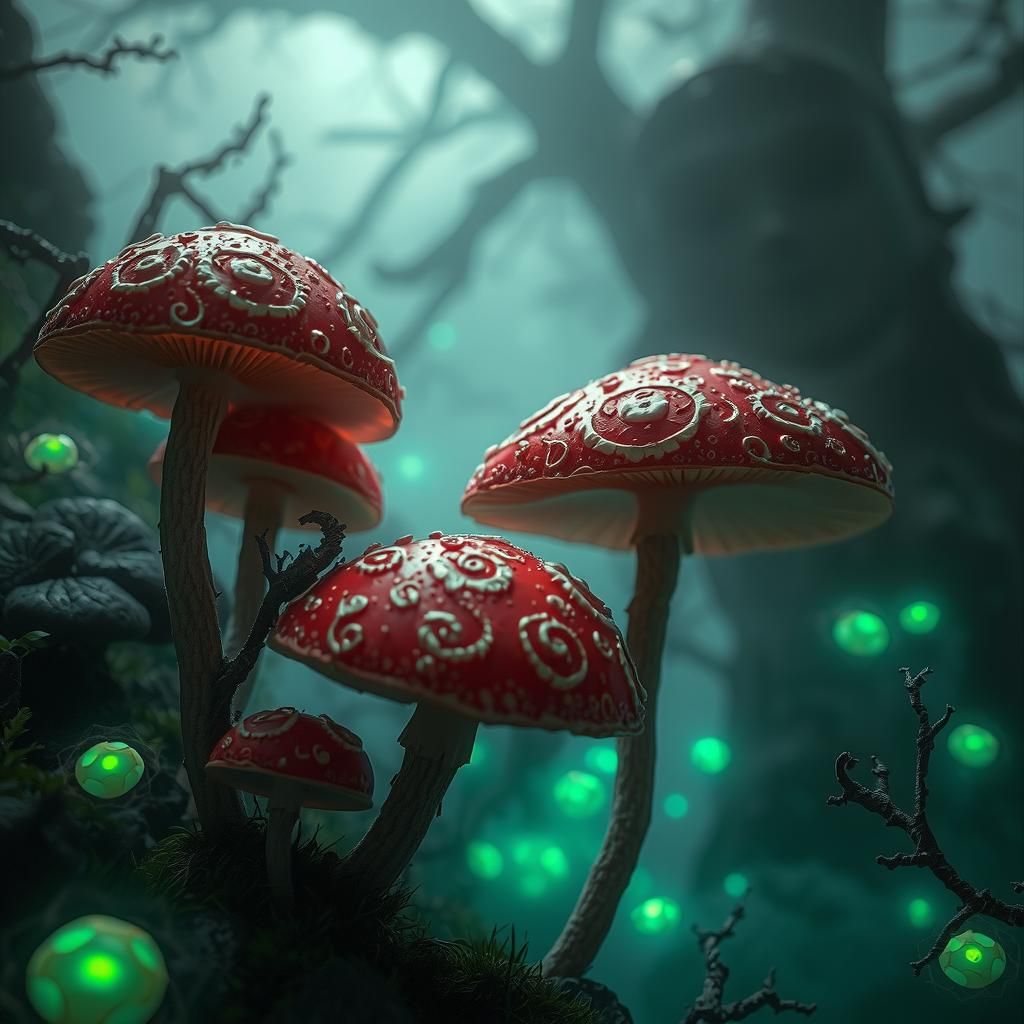 Mushroom Drones in Art Nouveau Style