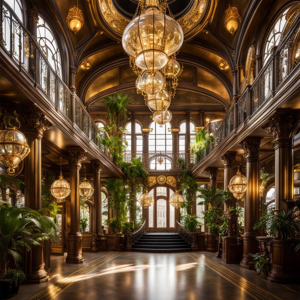 Quartz Crystal Lobby in Art Nouveau Style