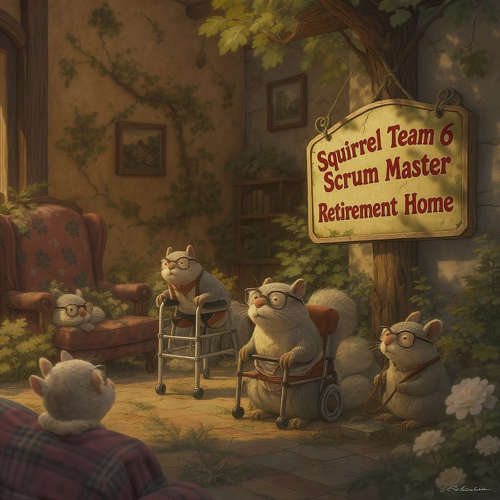 Squirrel Retirement Home in Anime and Wes Anderson Style