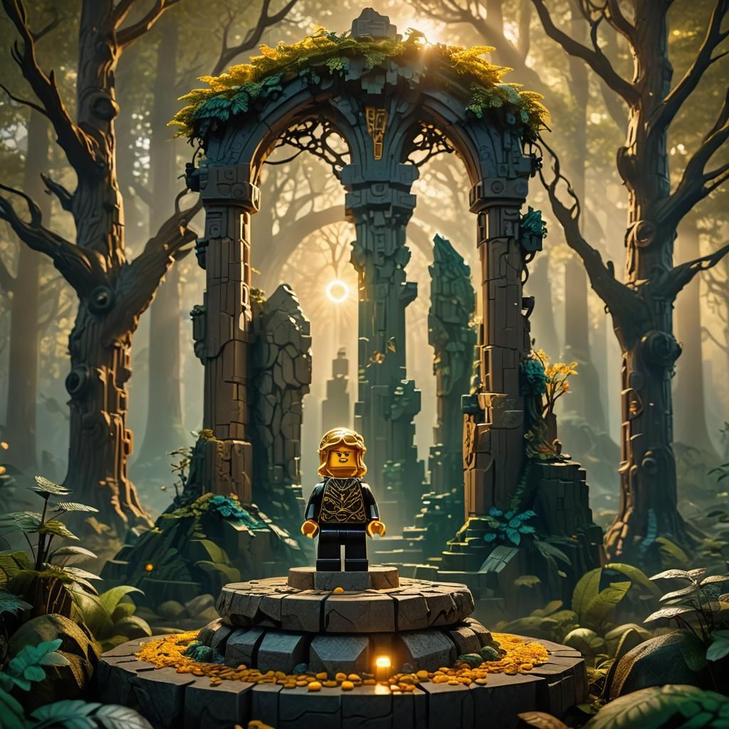 Heroic Lego Minifigure in Mystical Forest