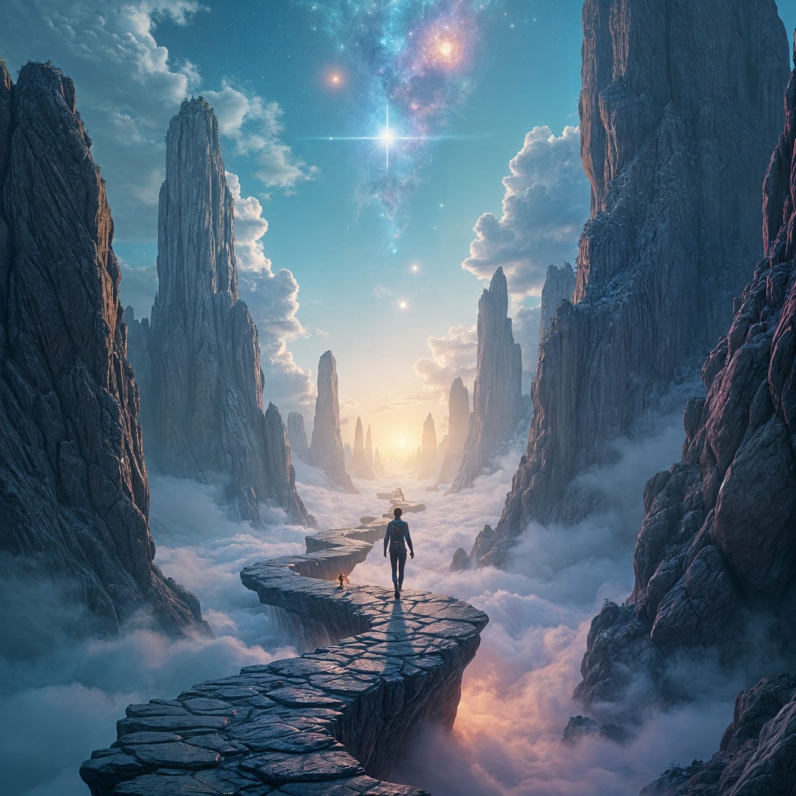 Epic Astral Odyssey in Vibrant Holographic Splendor