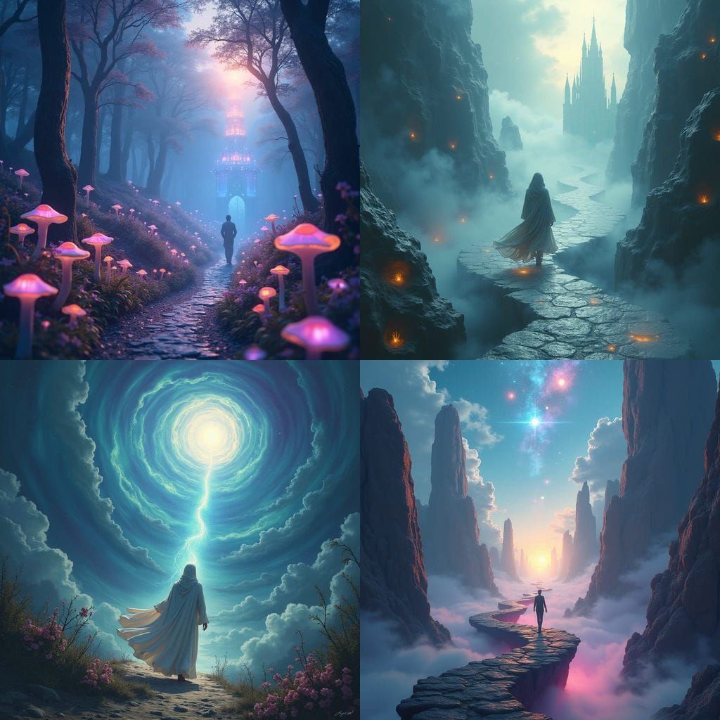 Ethereal Cosmic Odyssey in Vibrant Holographic Style