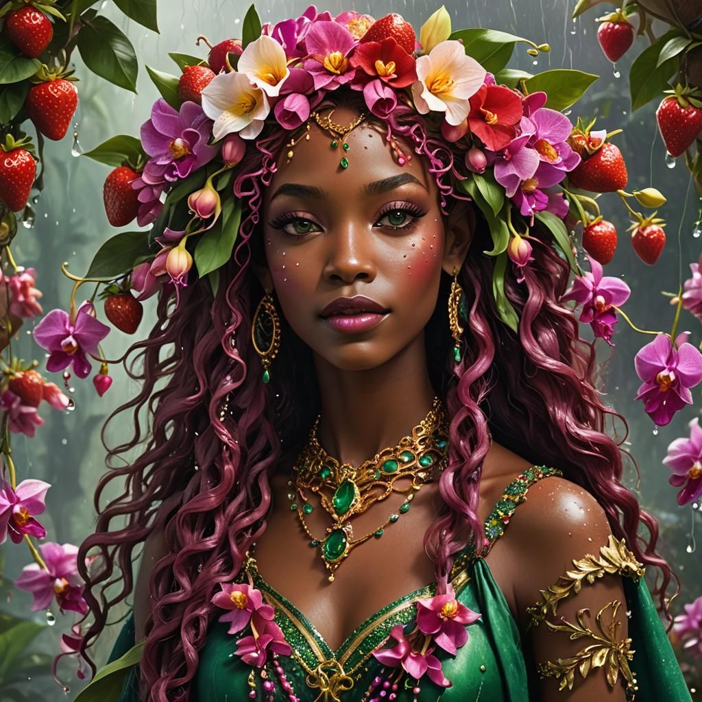 Elven Girl with Red Hair in Strawberry Field