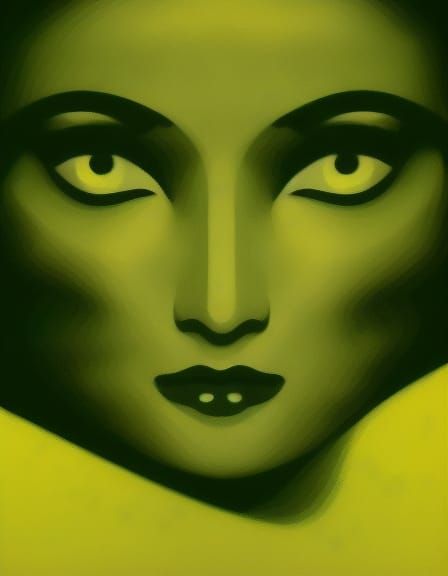 Green-Eyed Woman: Impressionist Renaissance Art Deco Portrai...