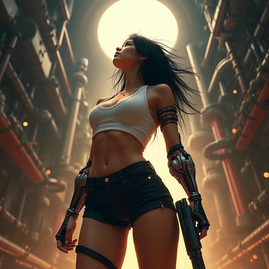 Futuristic Cyberpunk Woman in High-Contrast 3D