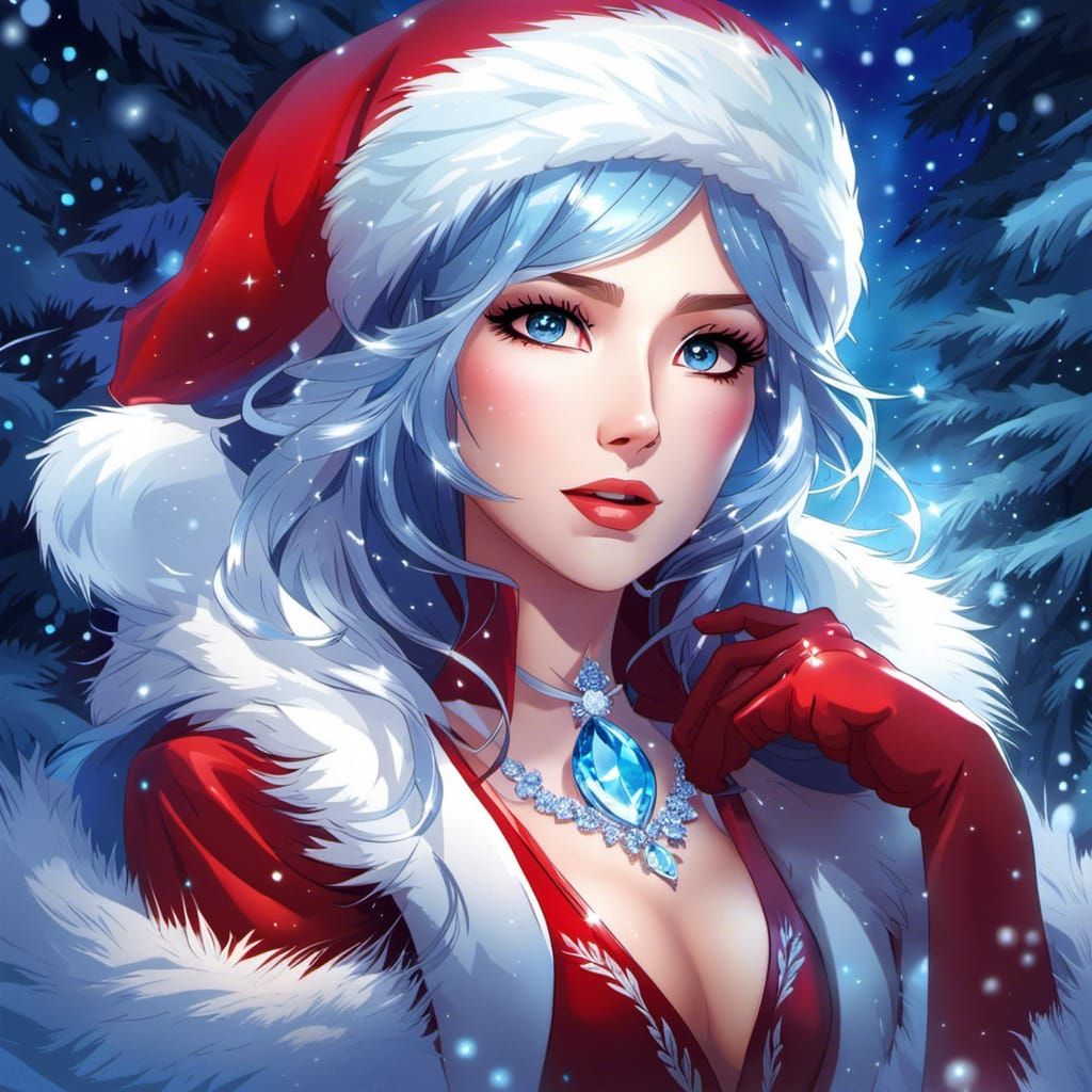 Snowy Portraits: Elegant Santa Girl (SDXL 1.0)