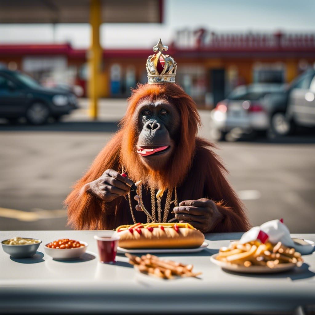 King Orangutang enjoys a meal!
