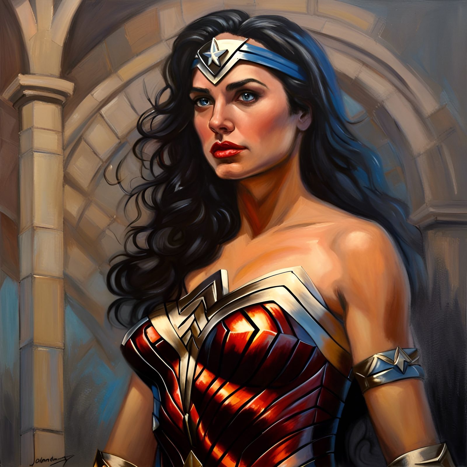 Wonder Woman Realism Oil Painting