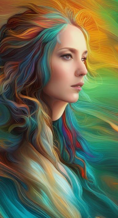 Blueprint Silhouette: Vibrant Graphic Art Portrait