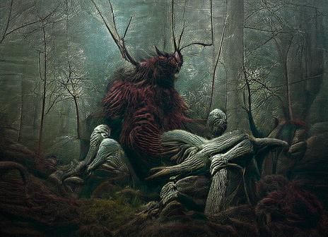 Terrifying Forest Demon in Gothic Horror Style