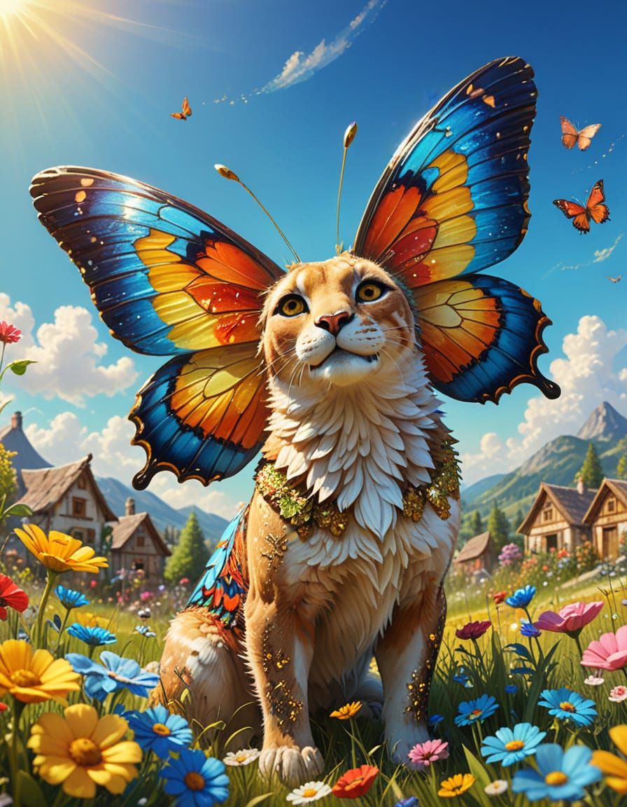 Kind Beast Protects Village in Vibrant Oil Painting