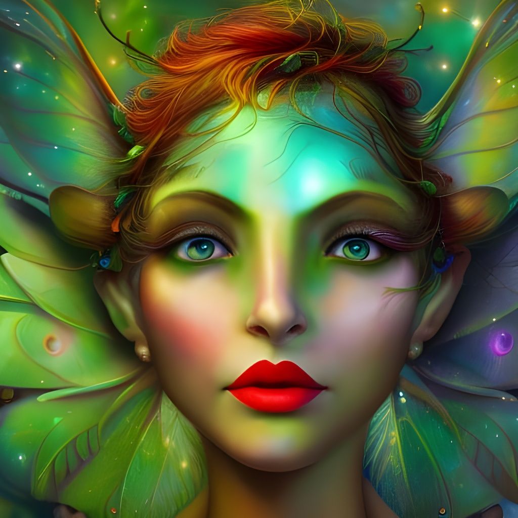 Forest Fairy Portrait in Surrealist Style