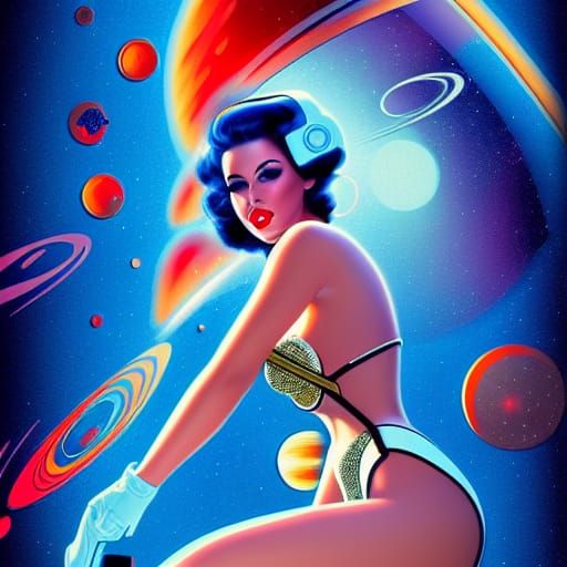 Retrofuturist pin-up