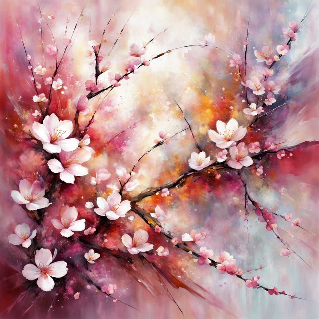 Cherry Blossoms in Vibrant Anime Style