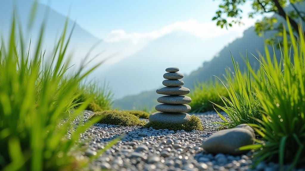 Zen Garden on Mountaintop: Serene Morning Photography