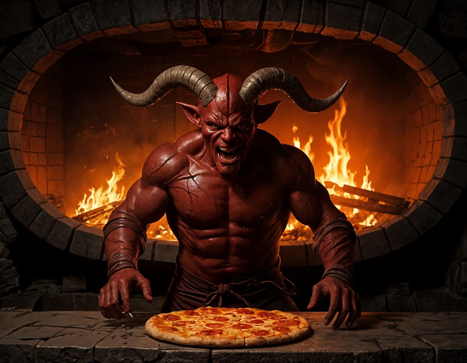 Gordon Ramsay as Devil Cooking Pizza in Hell's Kitchen