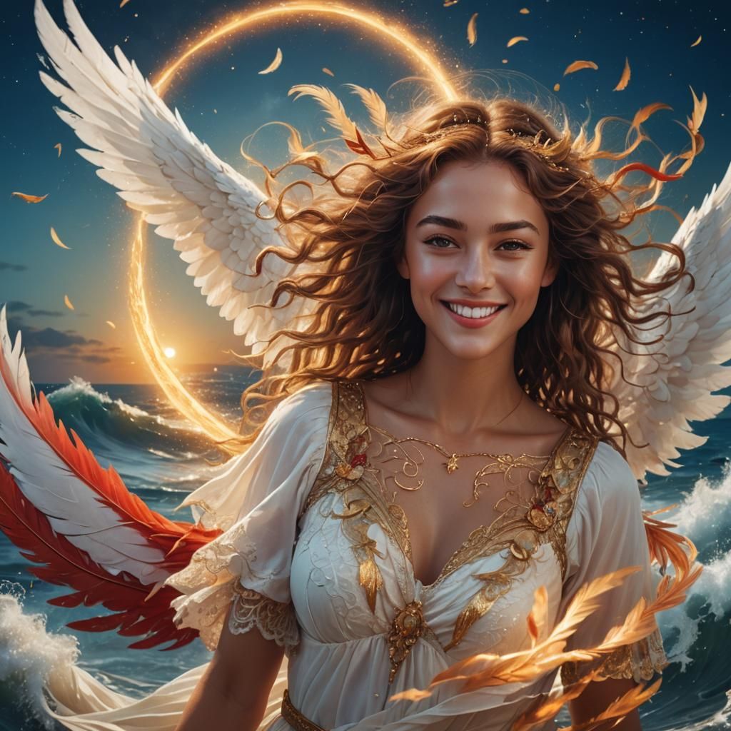 Angelic Woman Portrait in Fantasy Realism Style
