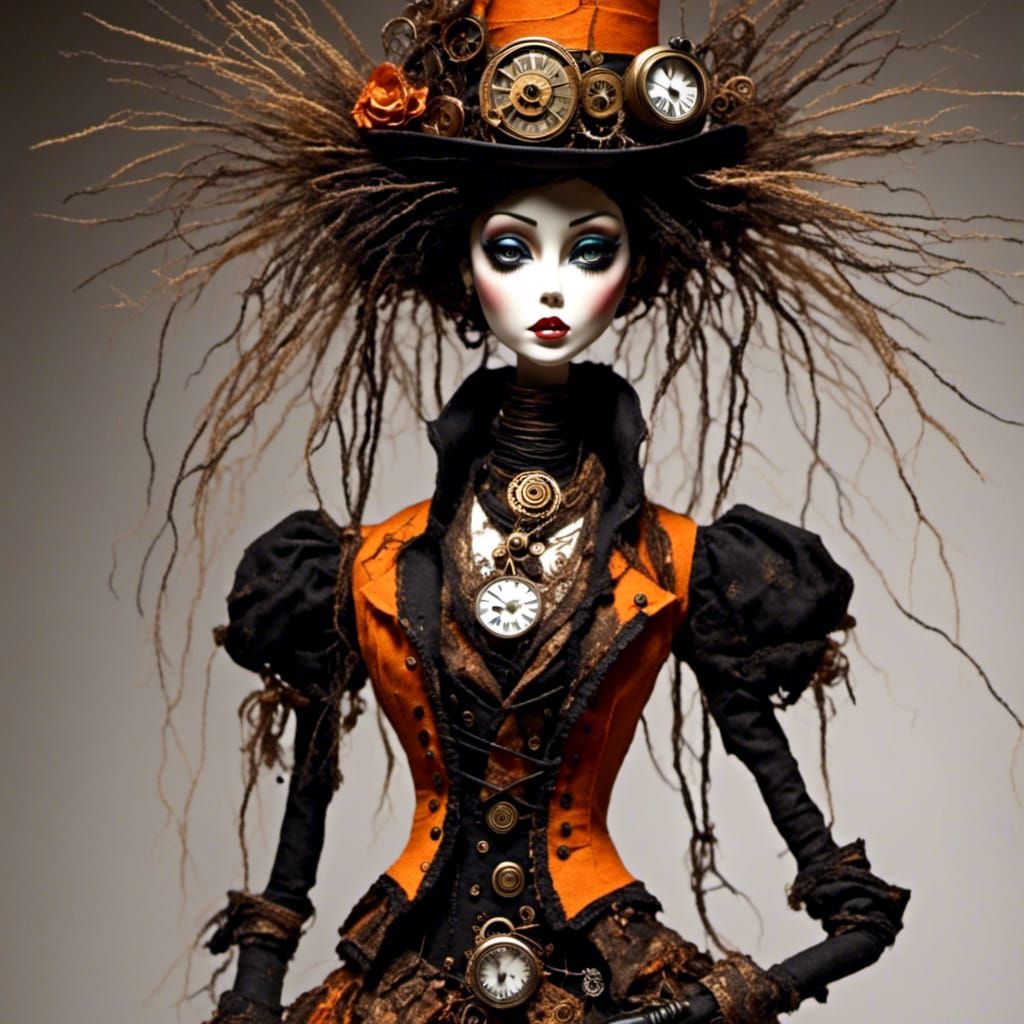 Steampunk Doll in Orange Tones