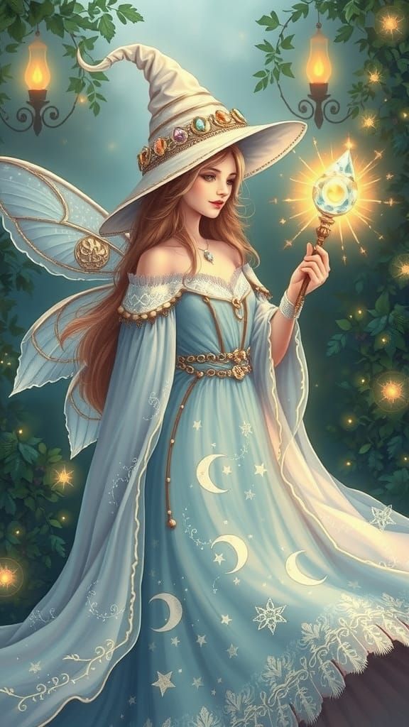 Enchanted Fairy Godmother in Fantasy Illustration Style