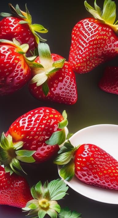 Fairytale Strawberries with Birds in Magic Realism Style