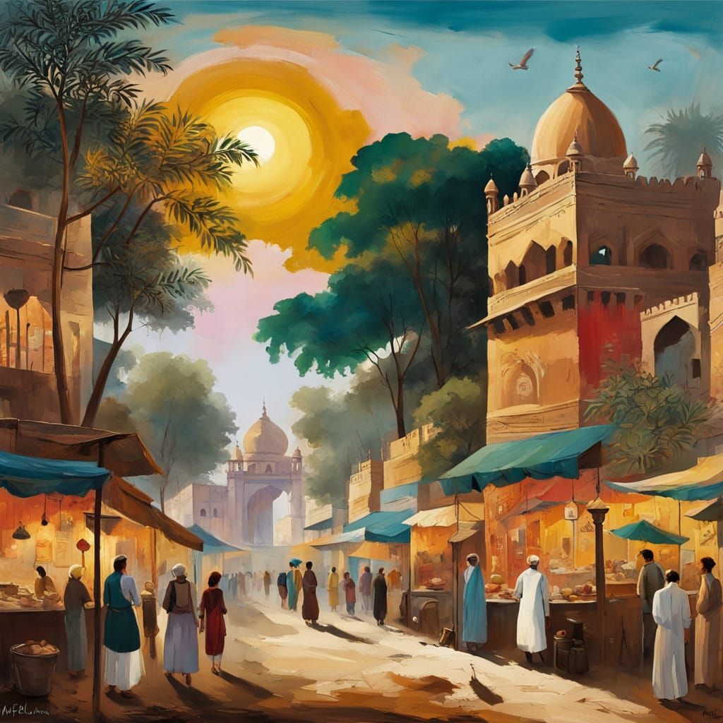 Vibrant Bhopal Street Scene in Indian Artistic Style
