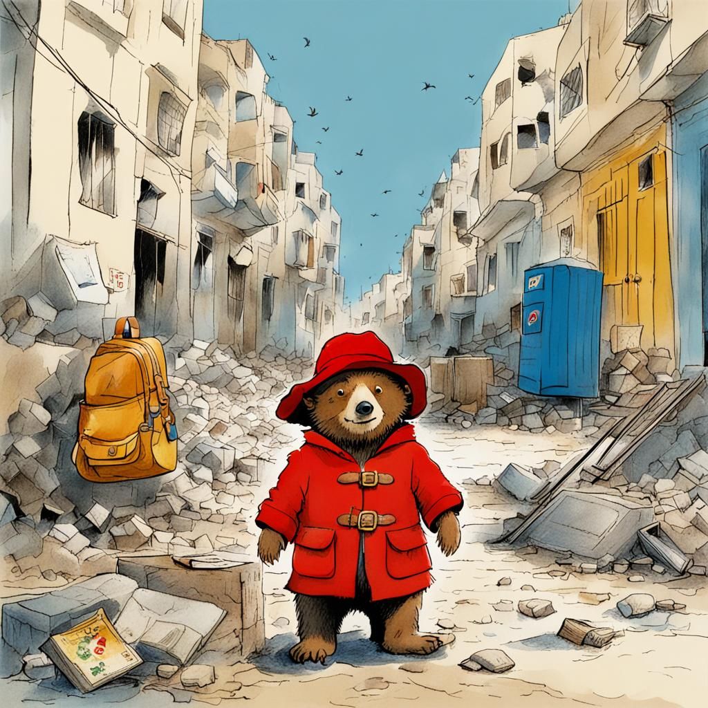 Paddington Bear Visits Gaza: AI Image