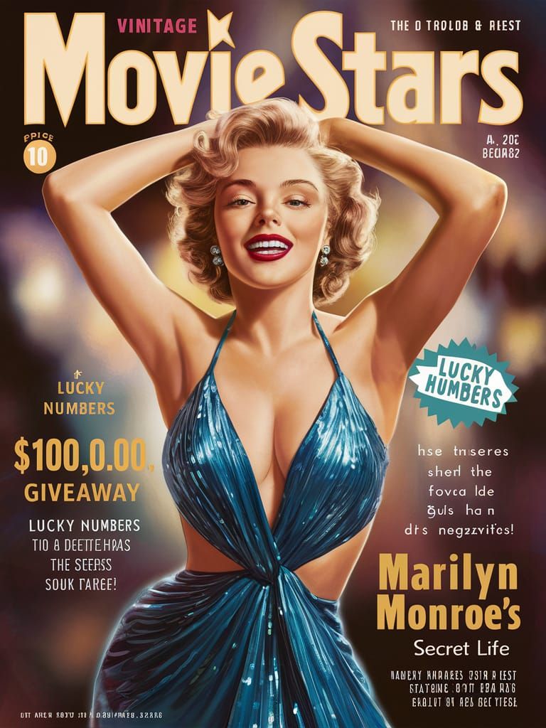 Vintage 'MOVIE STARS' Magazine Cover Featuring Marilyn Monro...