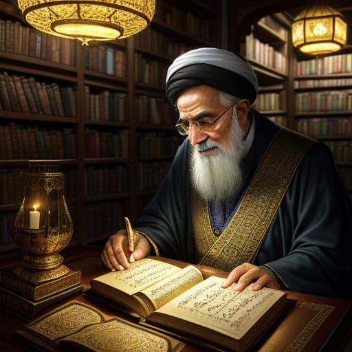 Elderly Iranian Bookseller in Tehran's Grand Bazaar