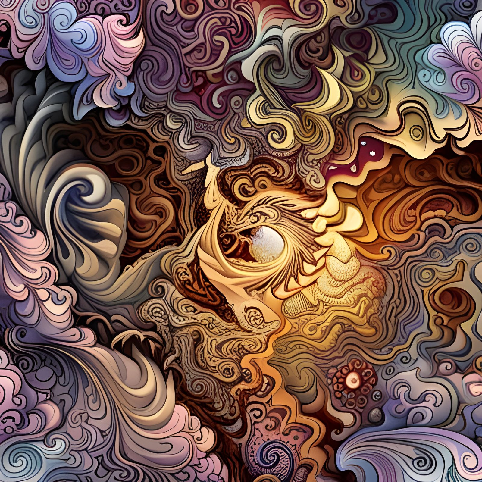 Dragon in Suminagashi Style with Crystal Flowers