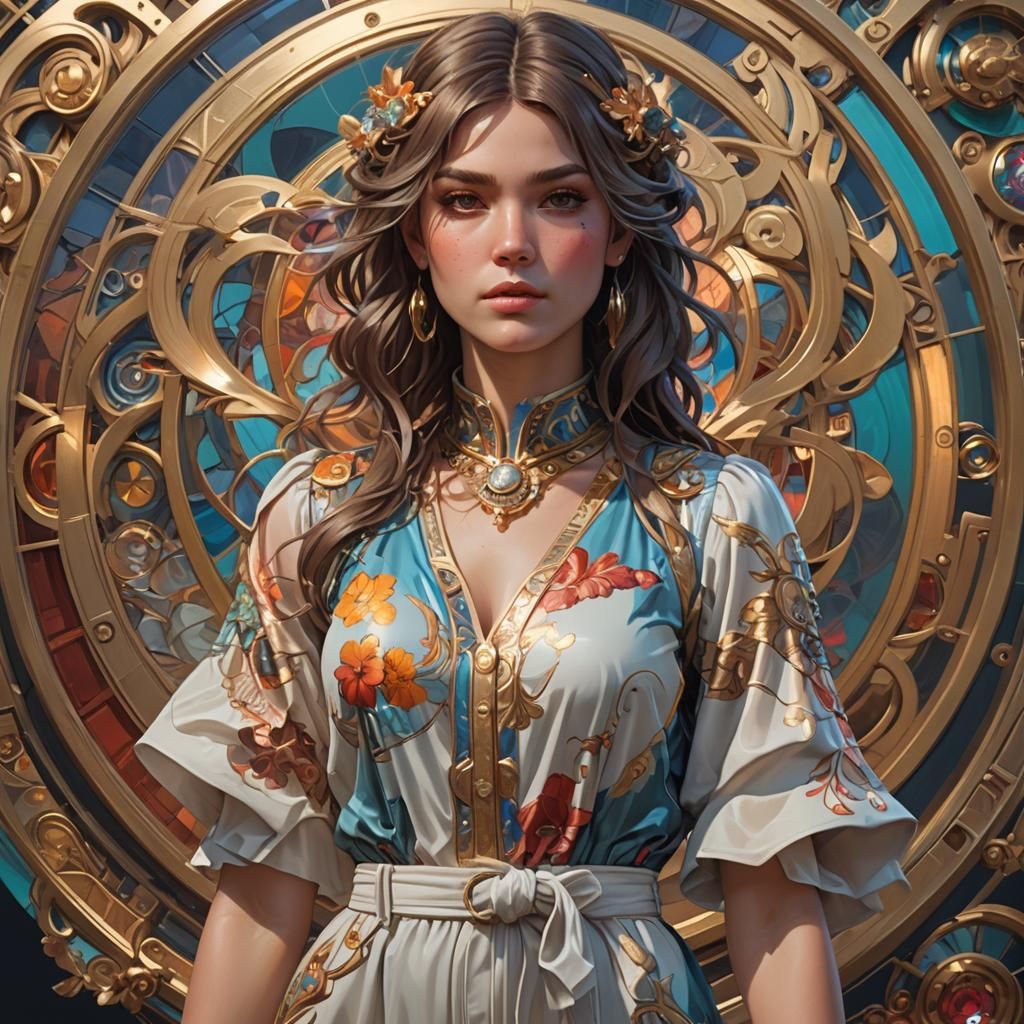 Woman in Romper, Detailed Digital Art Portrait