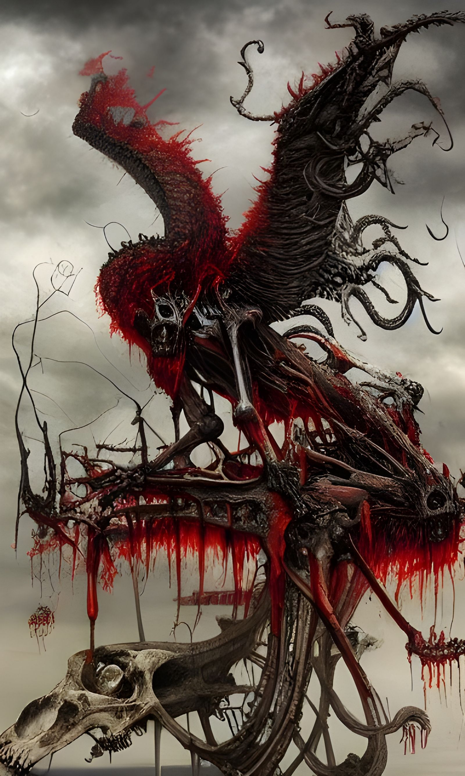 Surreal Blood and Bone Cloud in Detailed Collage