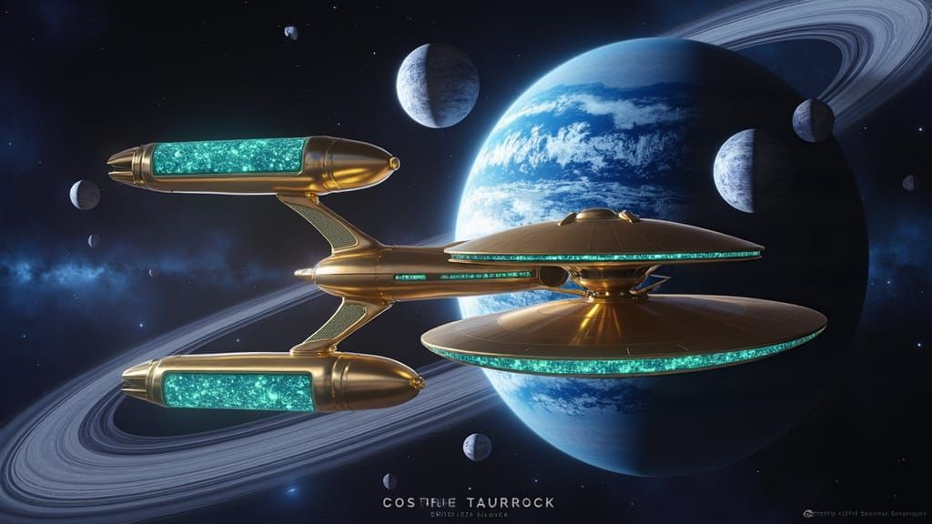 Cosmicpunk Starship with Medieval Futuristic Elements