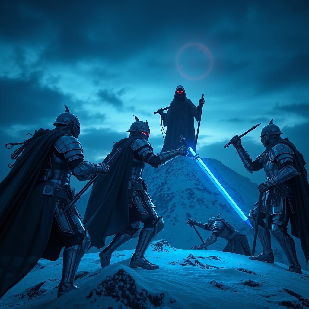 Medieval Knights Battle Watched by Grim Reaper