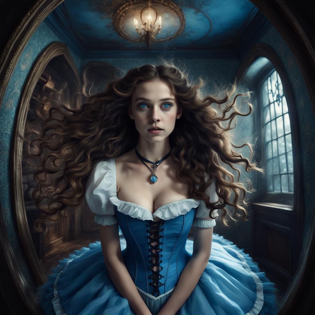 Alice in Wonderland Falling, Detailed Matte Painting