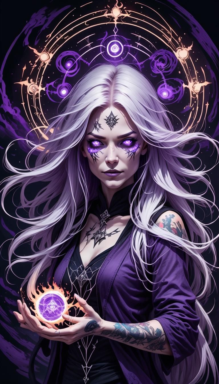 Surreal Elementalist with Energy Tattoos
