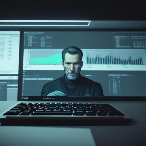 Manager Analyzes Data in Dimly Lit Office