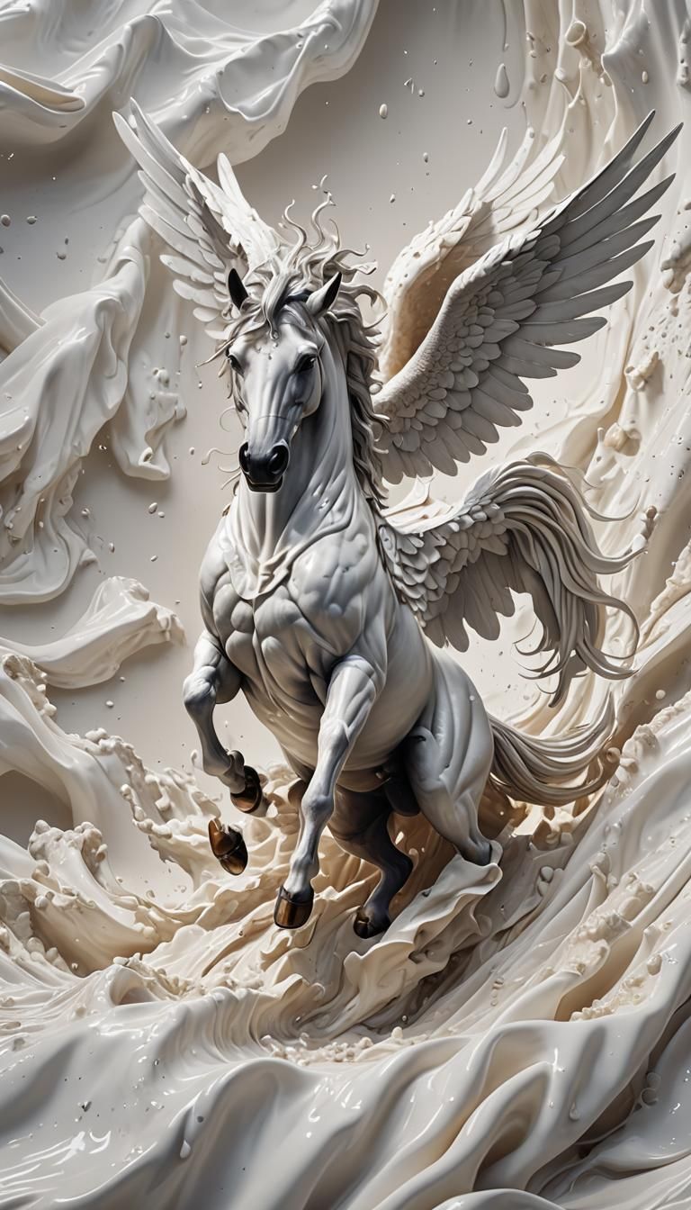 Majestic Pegasus in Flowing White Fabric, 8K