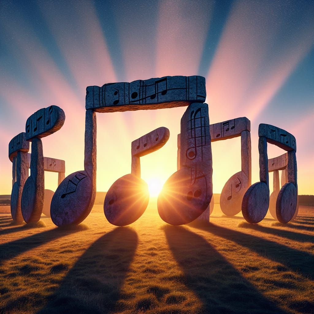 Musical Note Stonehenge at Sunset
